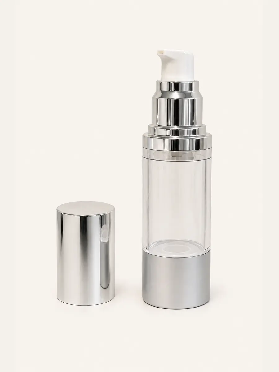 MRP-118 Clear-wall airless bottle · Tall cap